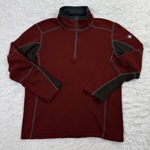 Kuhl Sweater Mens Small Red Kashmira 1/4 Zip Fleece Lightweight Pullover Outdoor